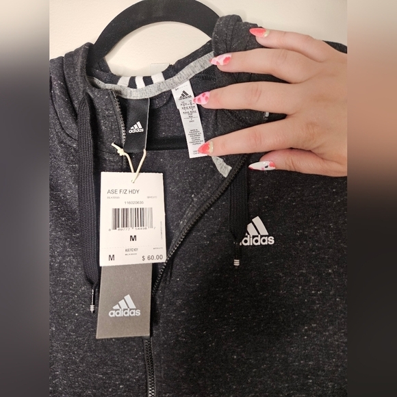 Adidas Women's Clima-Cool Hoodie Sweatshirt Full Zip Medium Dark Heather Grey - Picture 3 of 10